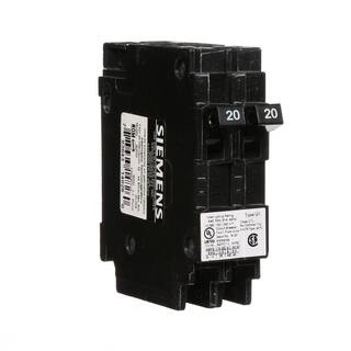 Siemens 20 Amp Tandem Single Pole Type QT Circuit Breaker Q2020U