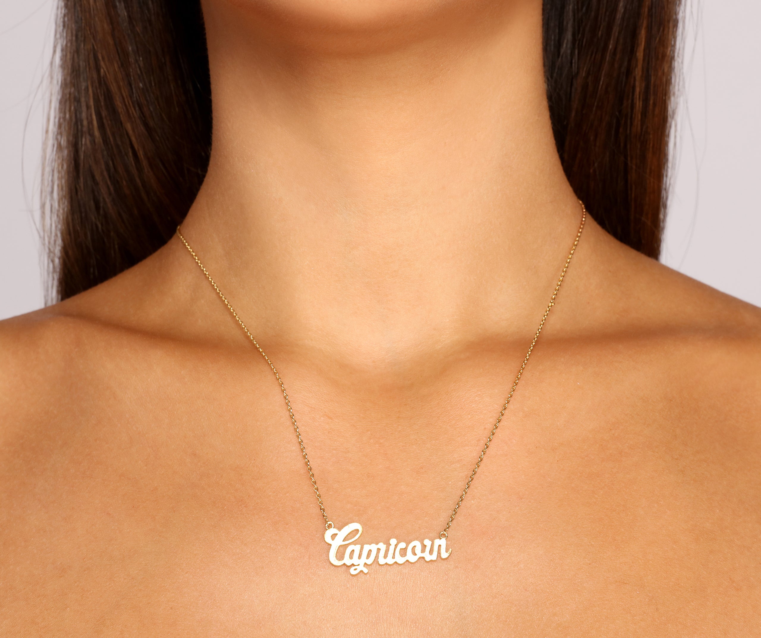 Capricorn Script Necklace