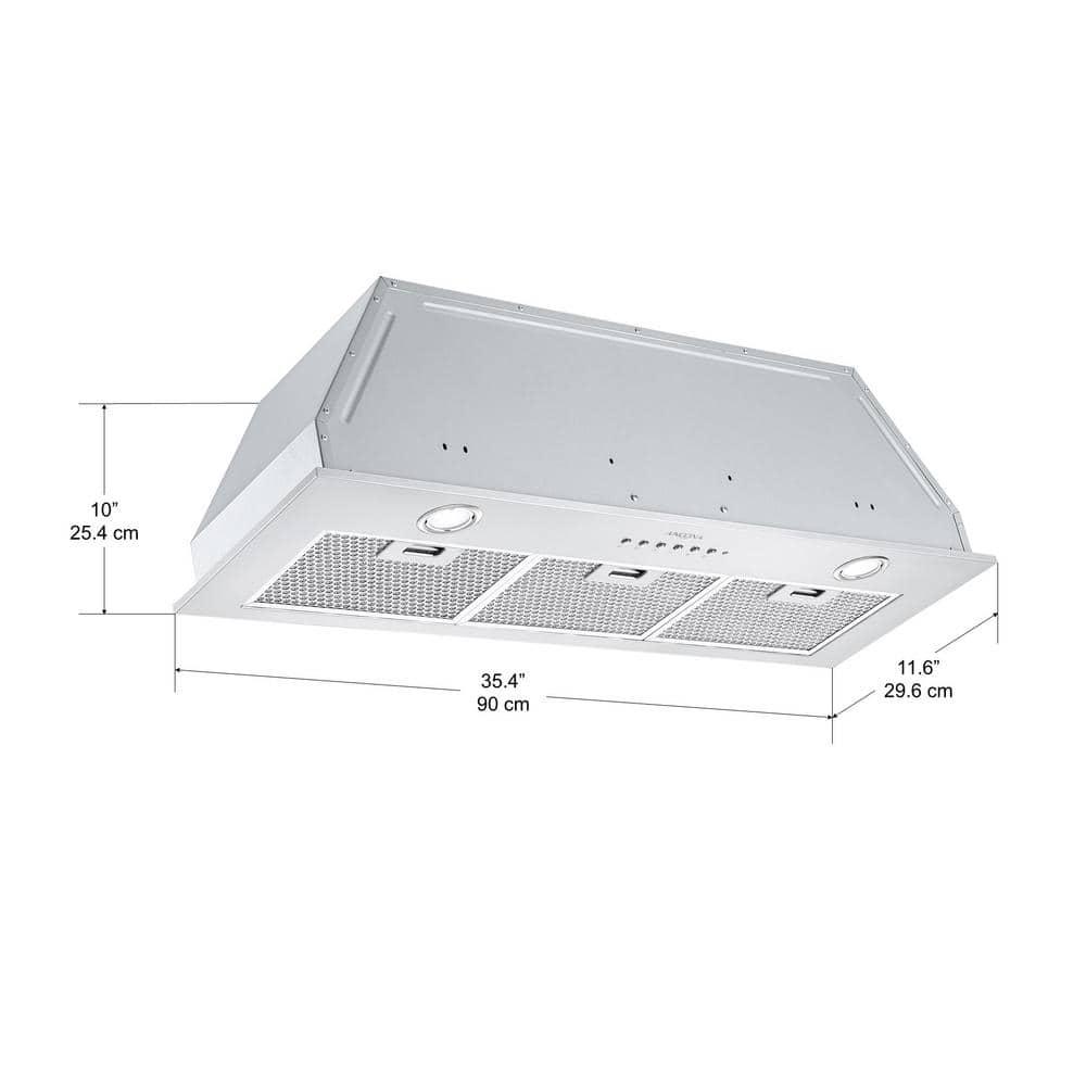 Ancona Inserta III 36 in Ducted Insert Range Hood in Stainless Steel with LED and Night Light Feature