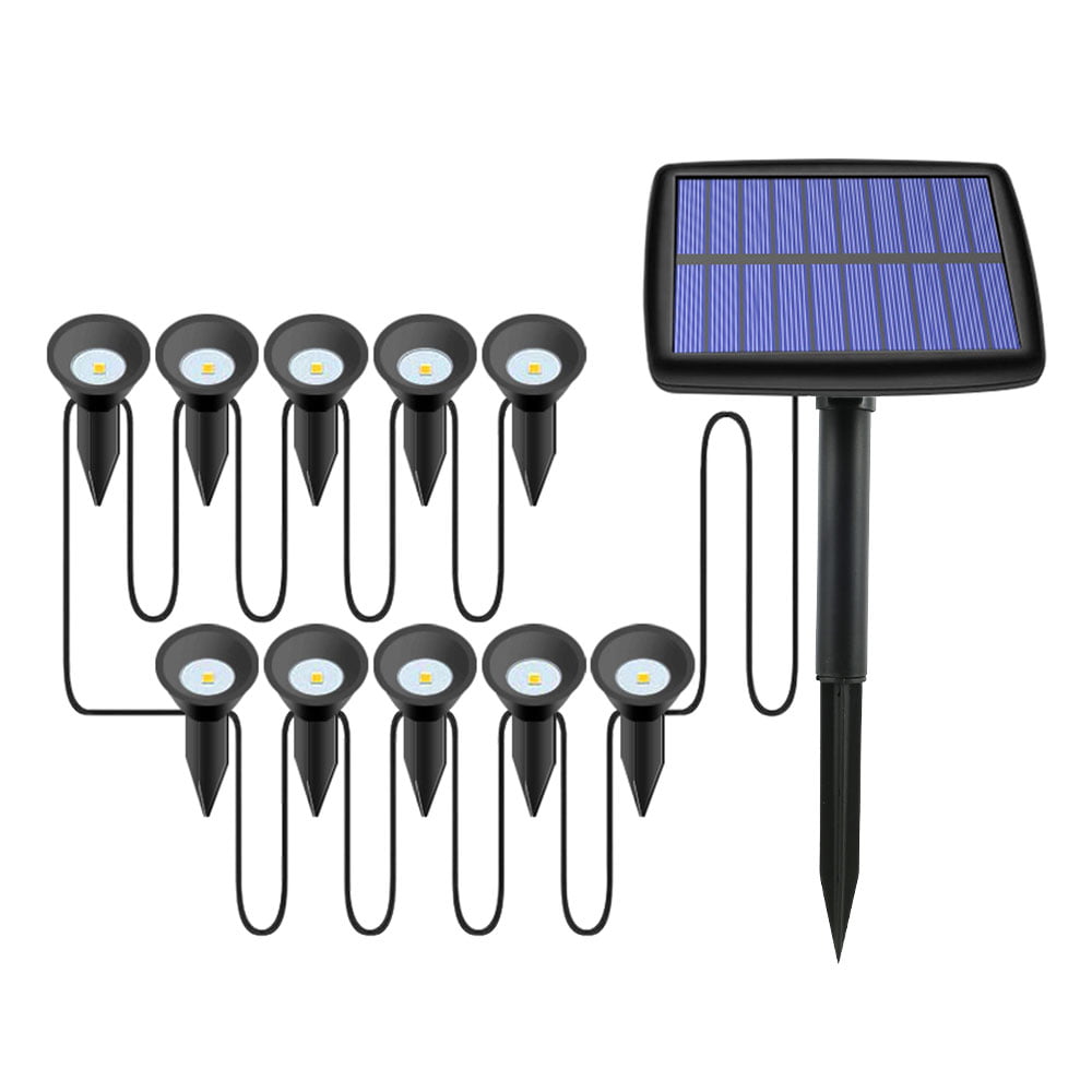 HOTBEST Solar Lights Outdoor Power Led Garden Spotlights Spot Waterproof Bright Decking Spotlights RGB Landscape Lights IP65 Waterproof Yard Downlight Pack of 10