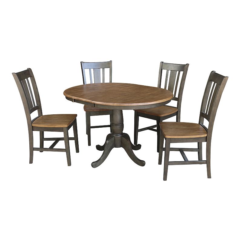 International Concepts Round Extension Dining Table and San Remo Chair 5-piece Set