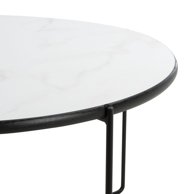 Wrena Round Coffee Table White black Safavieh