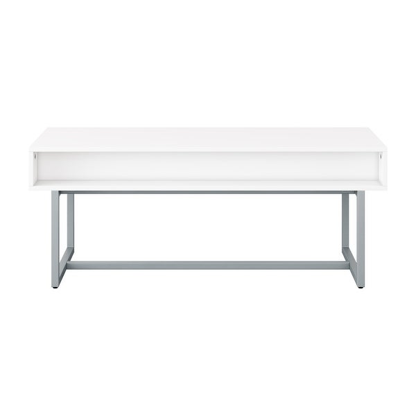 Auston Single Drawer Coffee Table with Silver Metal Legs