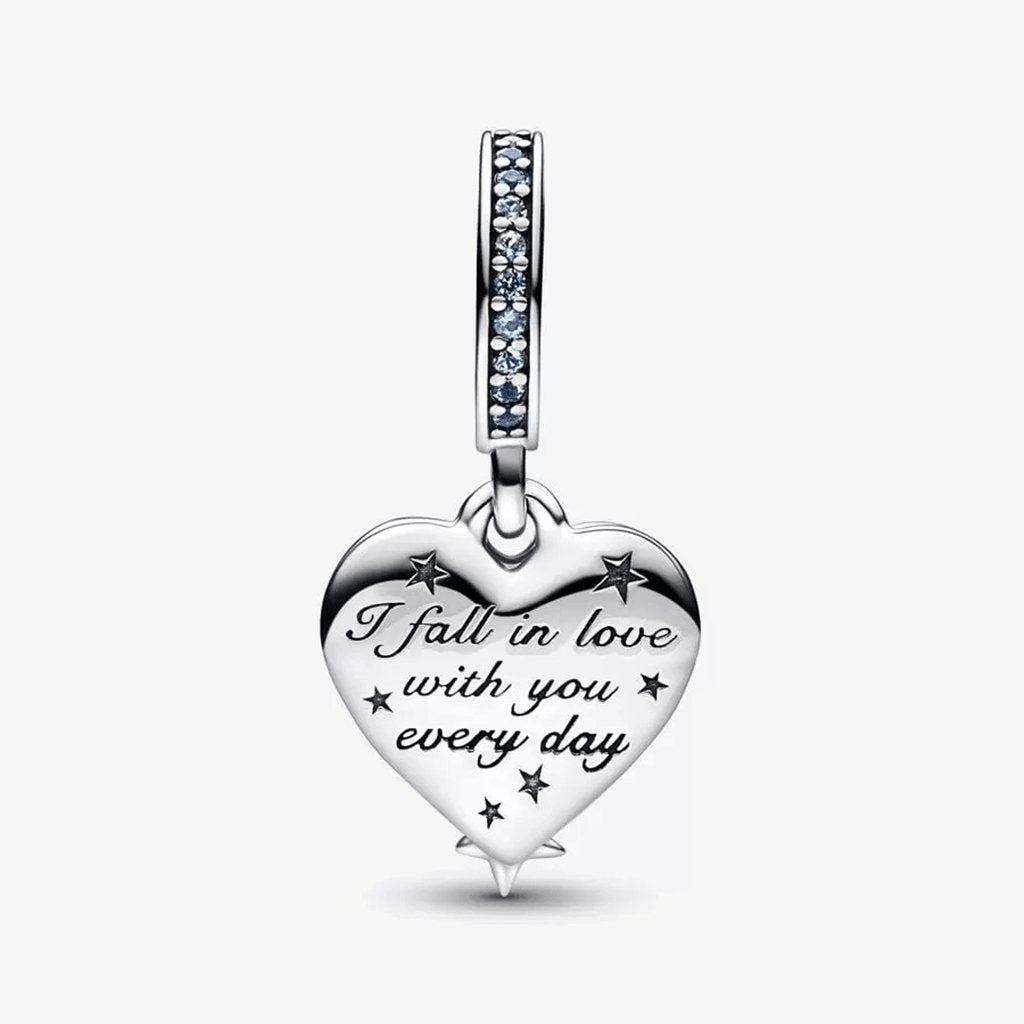 PANDORA  Celestial Shooting Star Heart Double Dangle Charm