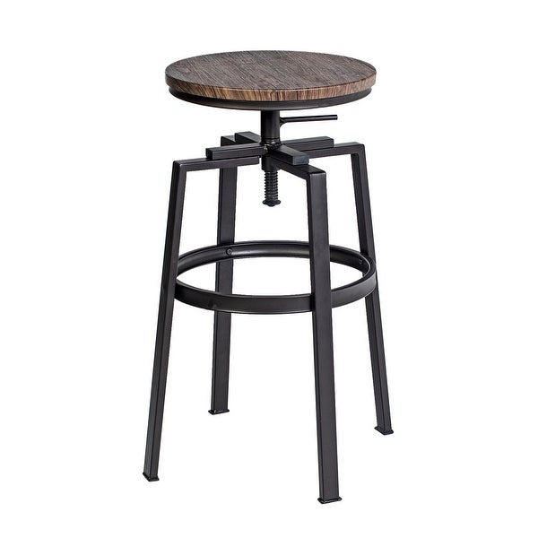 Industrial Style Swivel Adjustable Height Bar Stool，Set of 2