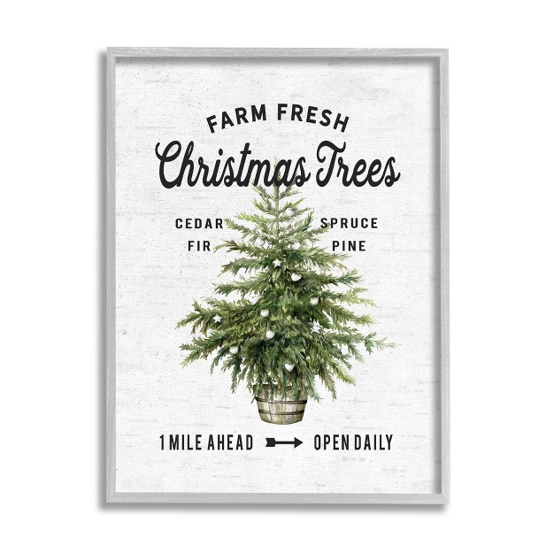 Stupell Industries Farm Fresh Fir amp Pine Christmas Advertisement Sign Black Framed Giclee Art