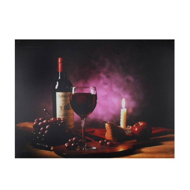 X 15 75 quot Prelit Led Flickering Wine Fruit And Candle Canvas Wall Art