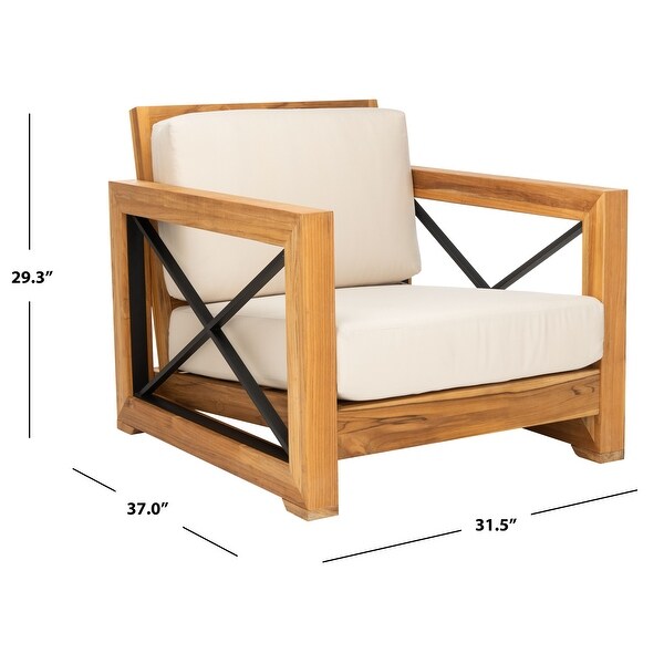 SAFAVIEH Couture Collection Andros Beige Teak Outdoor Patio Chair