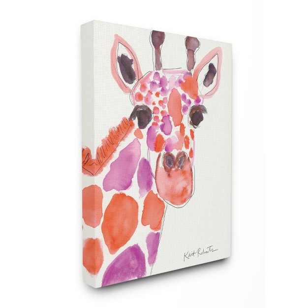 Stupell Industries Kid x27 s Giraffe Zoo Animal Red Purple Watercolor