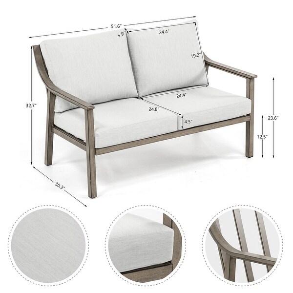 4Piece Aluminum Patio Conversation Set with End Table and Cushions