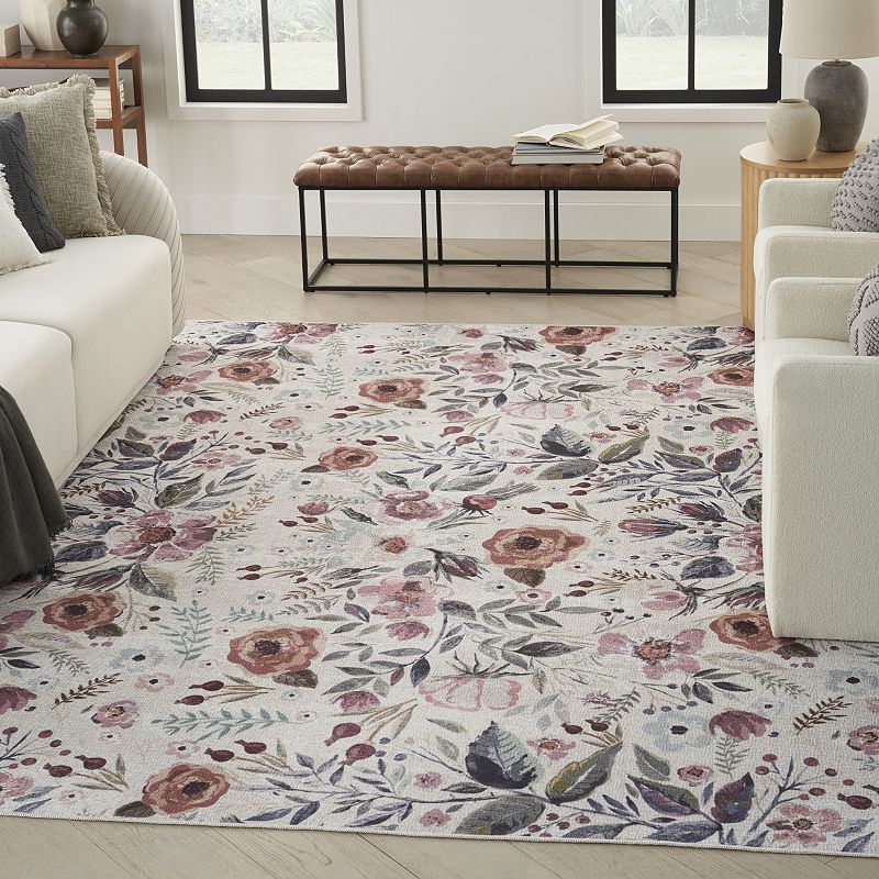 Nourison Washables Floral Indoor Non-skid Area Rug