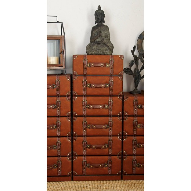 Traditional Faux Leather 6 Drawer Chest Camel Brown Olivia amp May