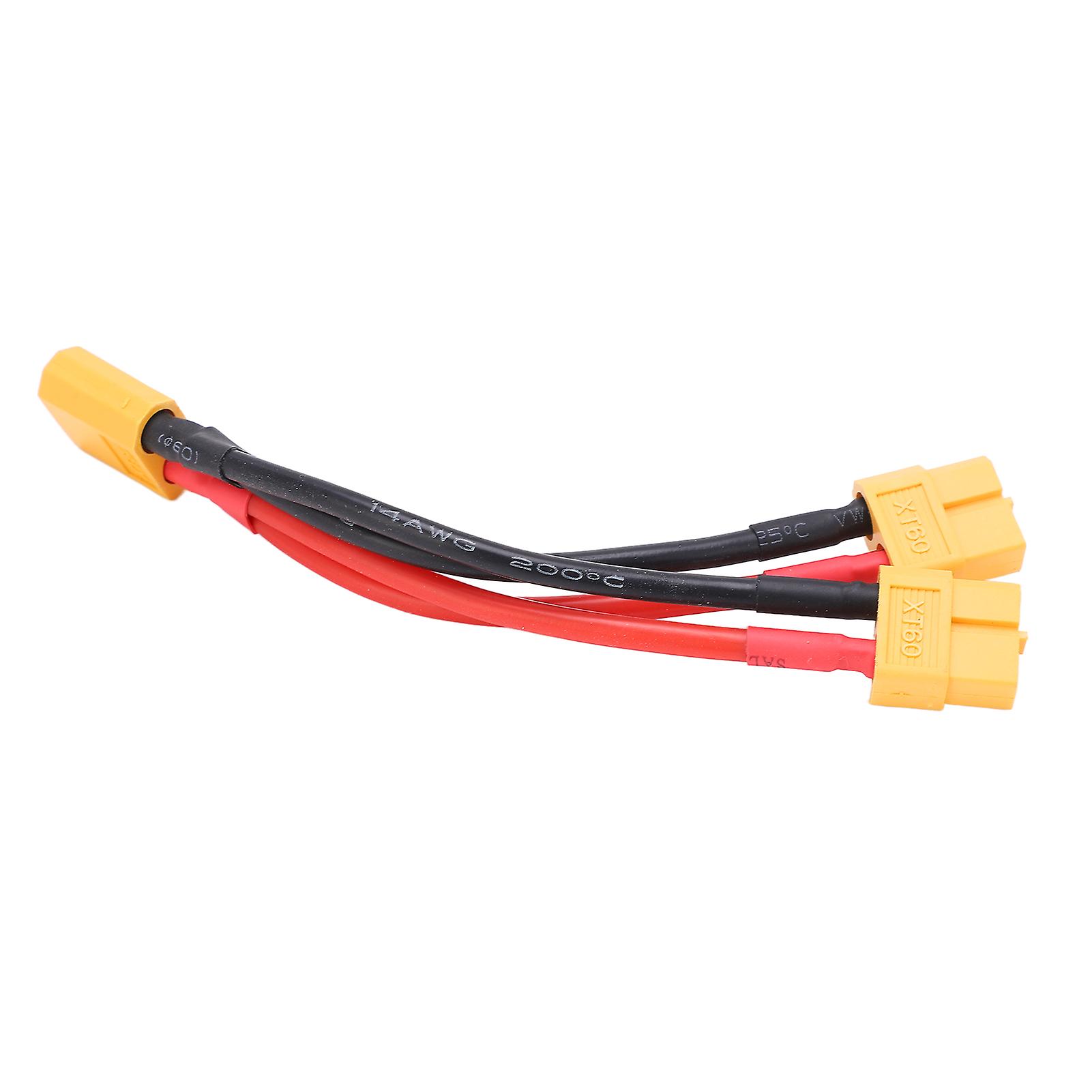 Xt60 Parallel Battery Connector Cable Dual Extension Y Splitter 1 Male To 2 Female Silicone Wire For Rc Batteries