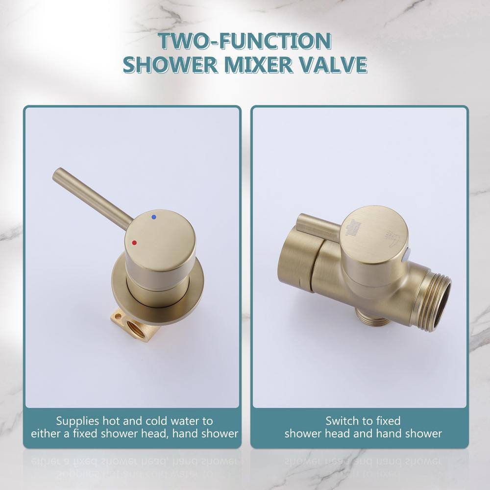 Tomfaucet 2-Spray Shower System with Hand Shower in Brushed Gold TFK0057BG