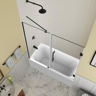 Aston Belmore 59.25 in. to 60.25 in. x 60 in. Frameless Hinged Tub Door in Matte Black TDR965EZ-MB-60-10