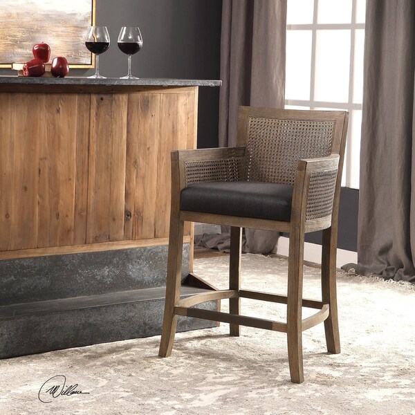 Uttermost Encore Rubbed Sandstone and Dark Grey Counter Stool