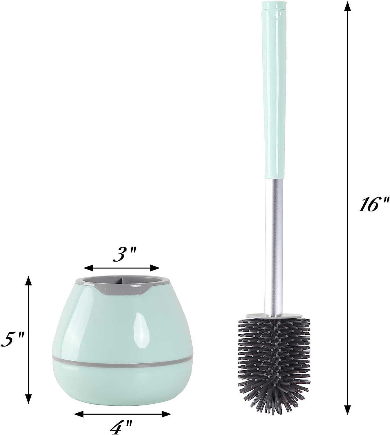 BOOMJOY Toilet Brush and Holder Set, Silicone Bristles Bathroom Cleaning Bowl Brush Kit with Tweezers, Bathroom Accessories with Aluminum Handle - White