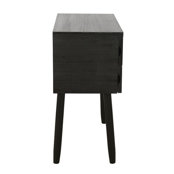 Trenton 2 Drawer Wood and Rattan Side Table