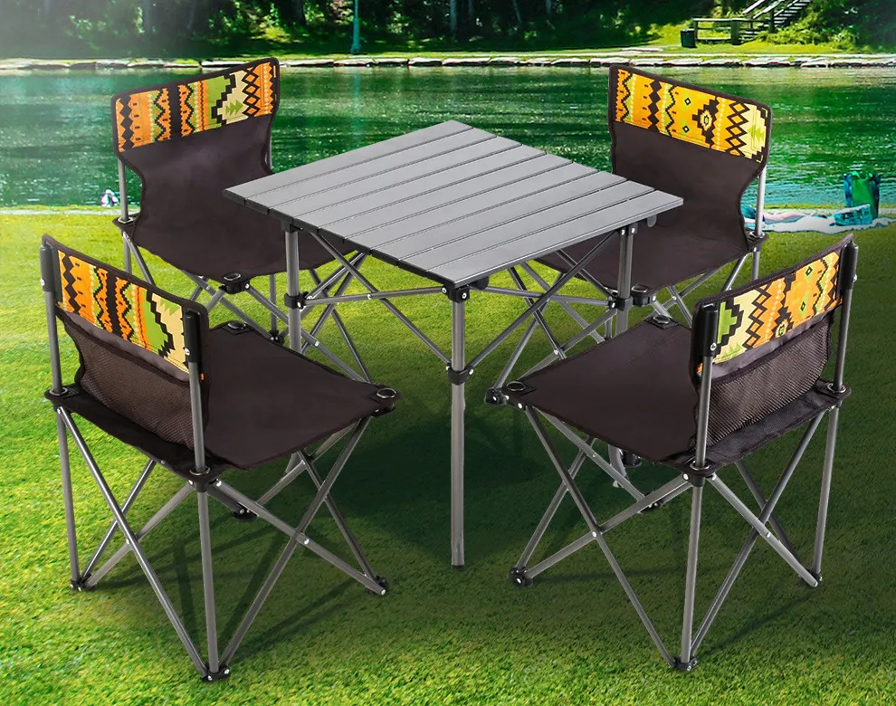 Outdoor Ethnic Style Aluminium oy Folding Family Day Hiking Picnic Fish Beach Camping Chair And Table Set