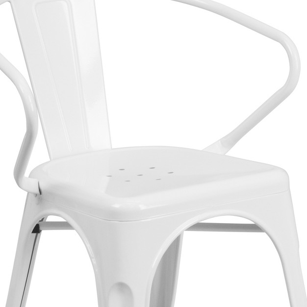 Emma And Oliver Commercial Grade 4 Pack Metal Indoor outdoor Chair With Arms