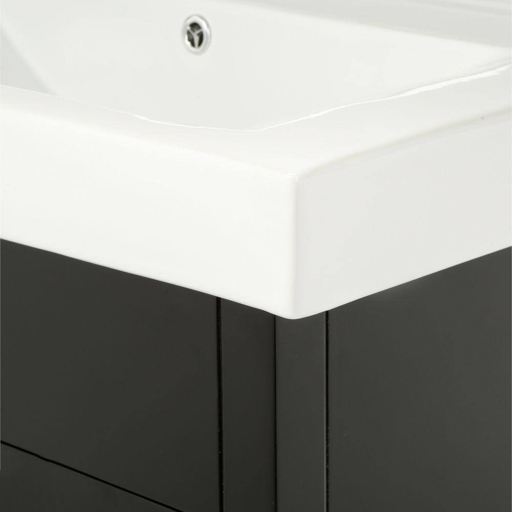 Bellaterra Home Odessa S 32 in. W Single Vanity in Black with Porcelain Vanity Top in White BT3107-S