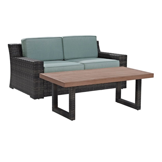 Beaufort 2pc Outdoor Wicker Chat Set Mist Crosley