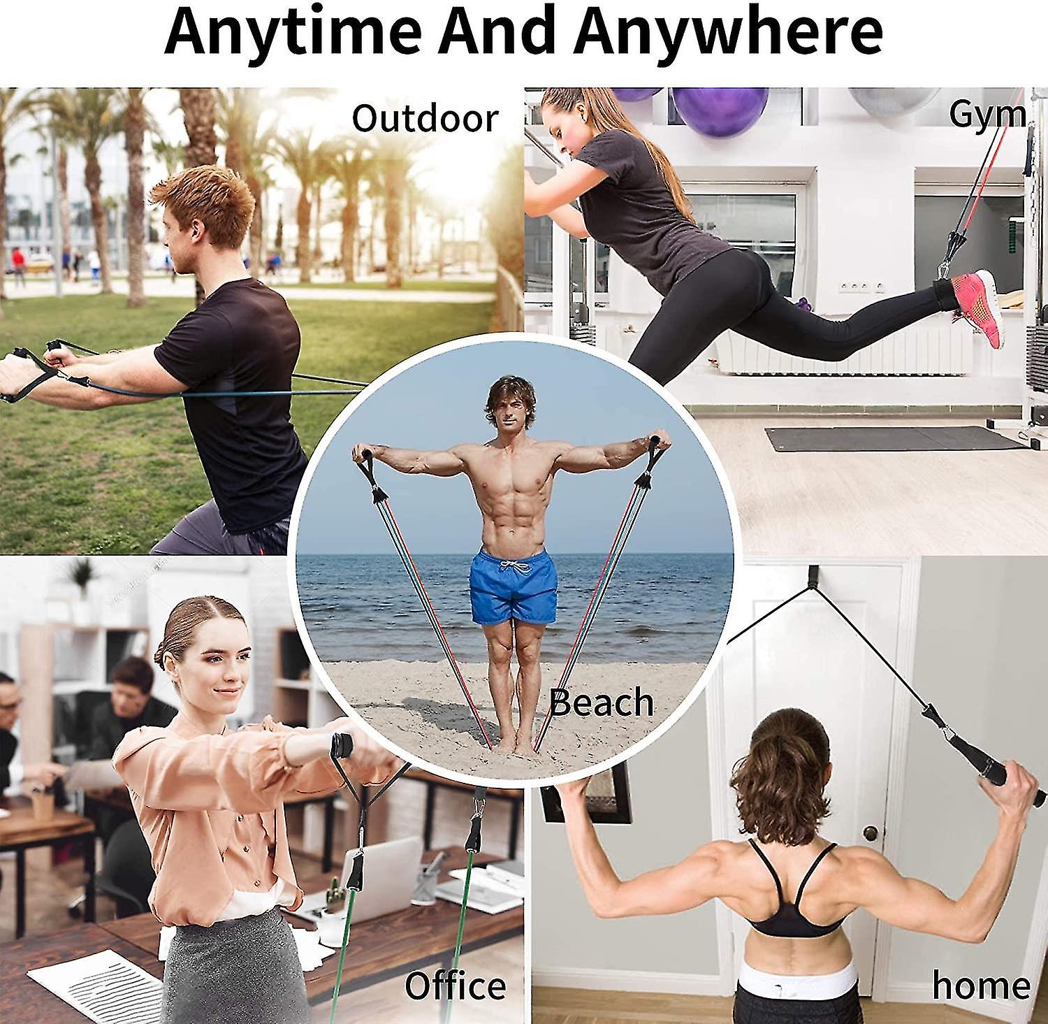 Resistance Bands， Resistance Bands Set Men， Workouts Bands， Exercise Band With 5 Fitness Tubes， 2 Foam Handles Strength Training Home Gym Equipment