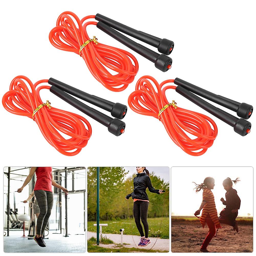 3pcs Pvc Quick Single Student Test Small Jumprope Indoor Fitness Equipmentred