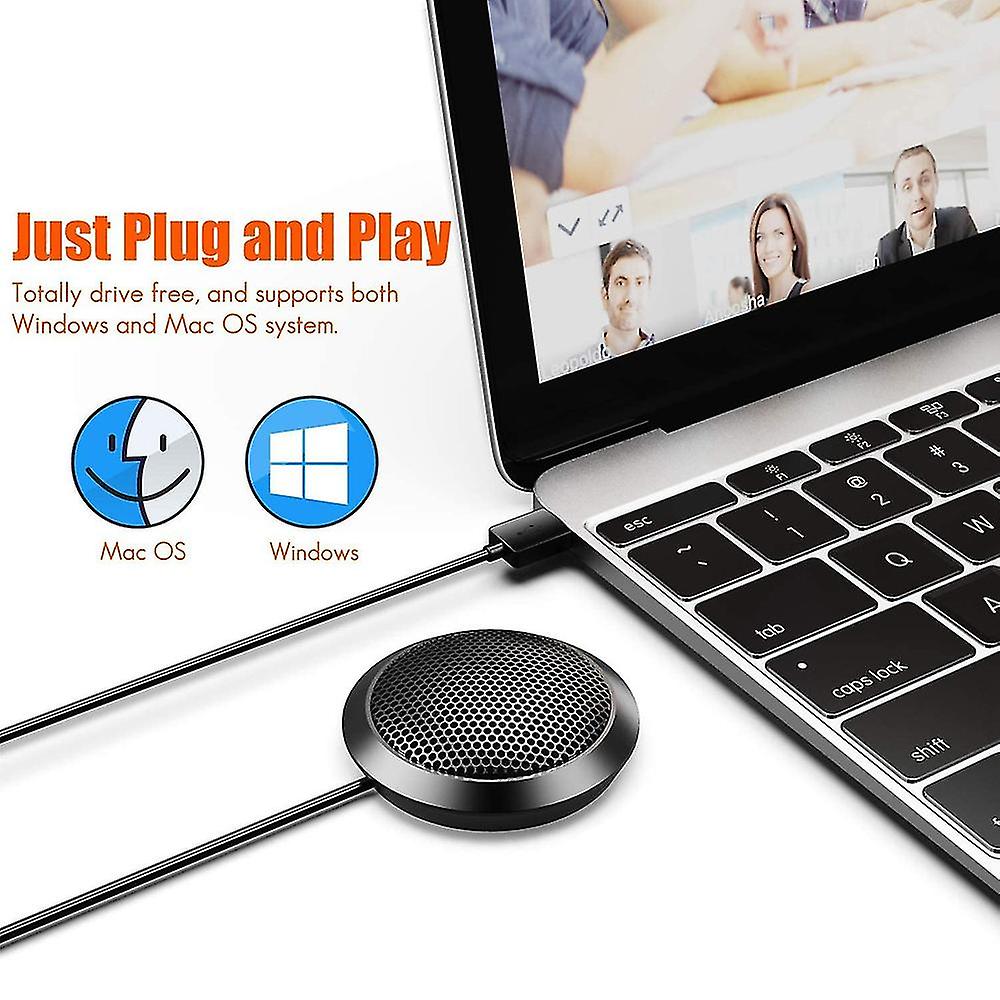 1 Pcs Conference Usb Microphone， Computer Desktop Mic With Led Indicator， Plug and Play Omnidirectional Condenser Pc Laptop Mics For Online Meeting/clas