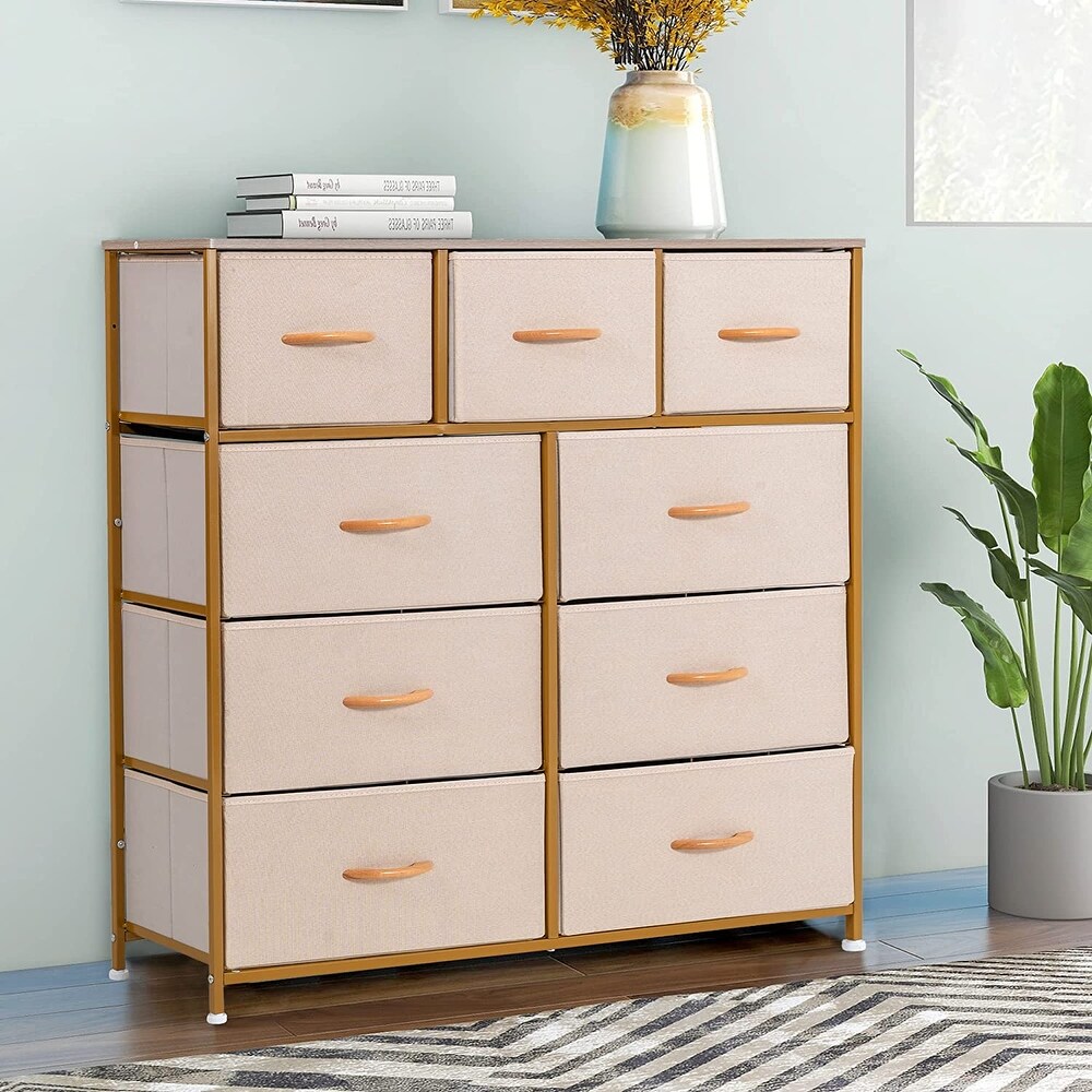 Wide Dresser Storage Tower with 9 Drawers