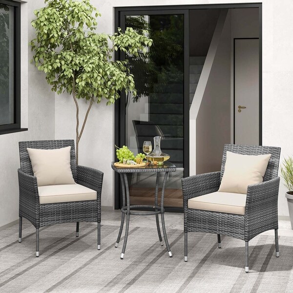 Costway 3 PCS Patio Furniture Set with Cushioned Patio Chairs and