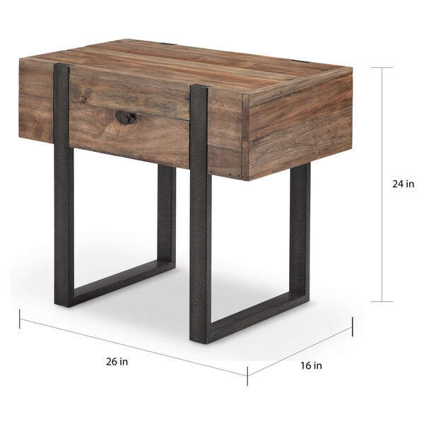 Prescott Modern Reclaimed Wood in Rustic Honey Chairside End Table