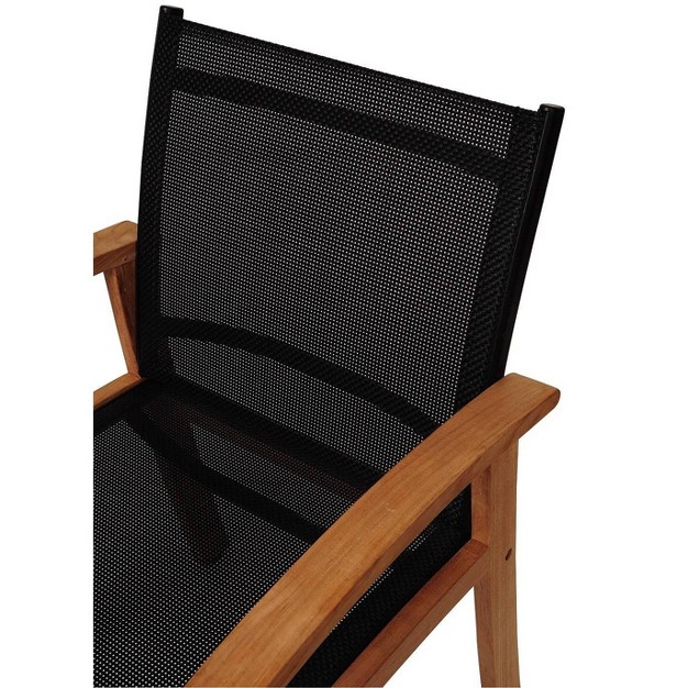 Fortuna Patio Teak Wood Dining Chair Black Weather resistant Stackable Outdoor Seating Fsc Certified