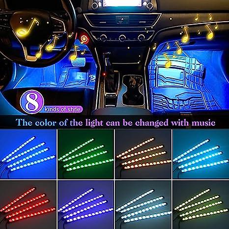 Car Led Ambient Light Modified Car App Ambient Light Car Mobile Phone Bluetooth Decorative Light (72 Lights)