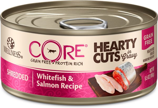 Wellness CORE Grain-Free Hearty Cuts in Gravy Shredded Whitefish and Salmon Recipe Canned Cat Food