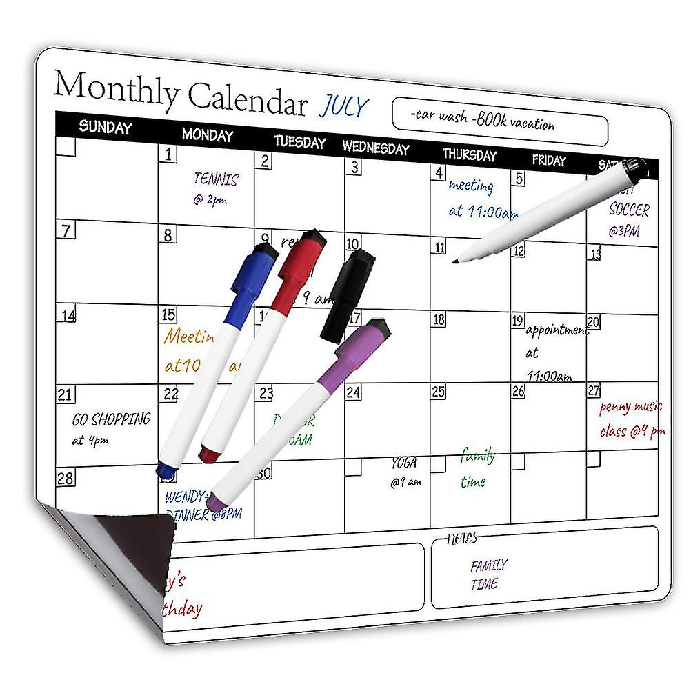 Rewritable Magnetic Whiteboard Refrigerator Calendar Message Board Monthly Planner Board