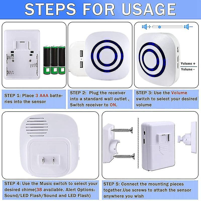 Motion Sensor Alarm ，wireless Driveway Alarm Indoor Home Security Business Detector - 3 Receiver 3 Pir Sensor，us Plug