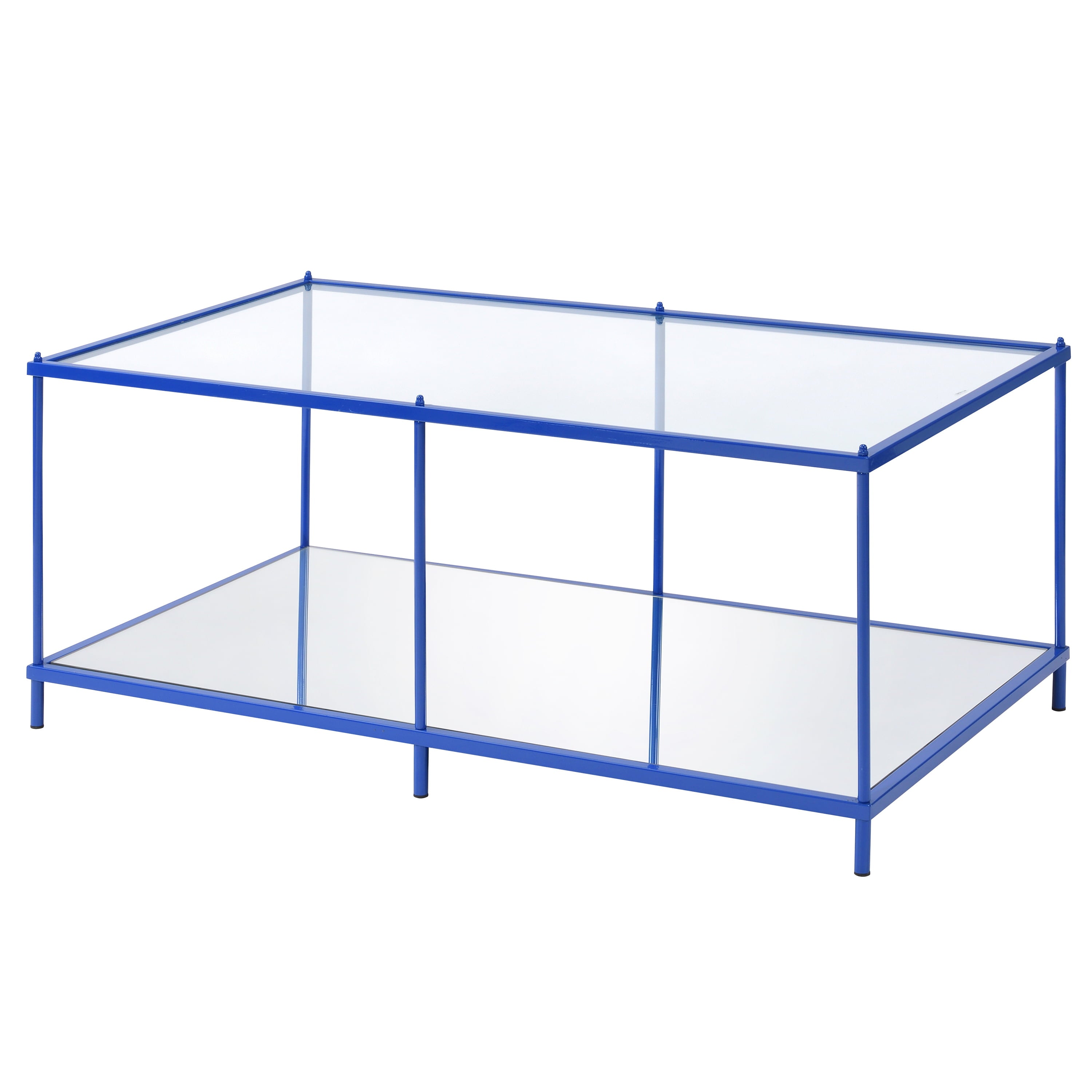 Furniture of America Tenne Contemporary Glass Top Rectangle Coffee Table, Blue