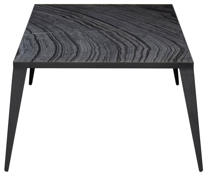 Caruso Coffee Table Black Marble Top Matte Black   Midcentury   Coffee Tables   by Rustic Home Furniture Deco  Houzz