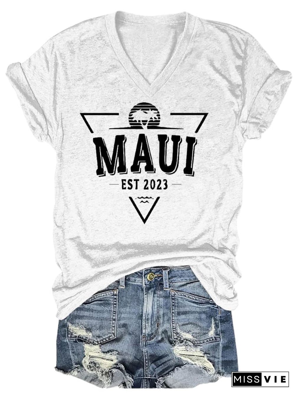 Women's Casual Maui Est 203 Print Short Sleeve T-Shirt