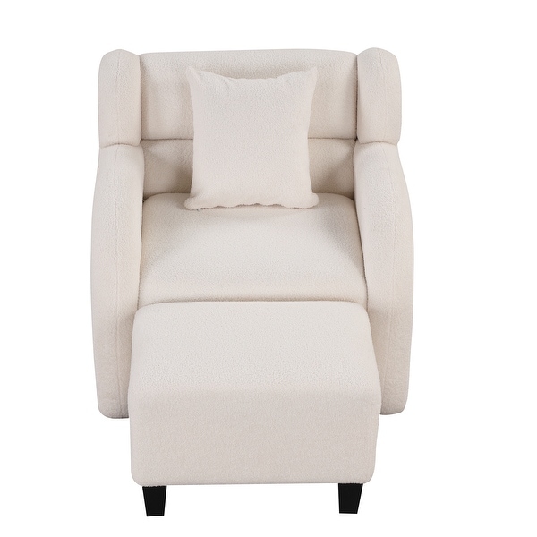 360 Degree Swivel Accent Chair and Ottoman Sets， Modern Swivel Lounge Barrel Chair， Teddy Short Plush Particle Velvet Armchair