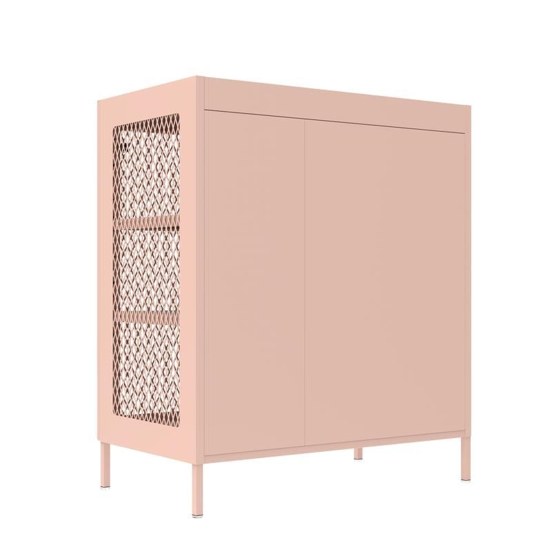 2 Door Steel Pink Storage Cabinet  Accent Storage Locker with Six Adjustable Shelves for Living Room  Garage  Office  Entryway