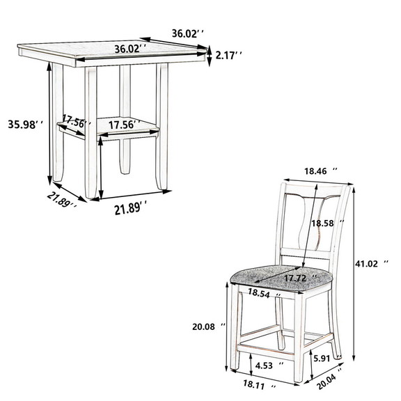 TOPMAX Farmhouse 5 Piece Wood Counter Height Dinin...