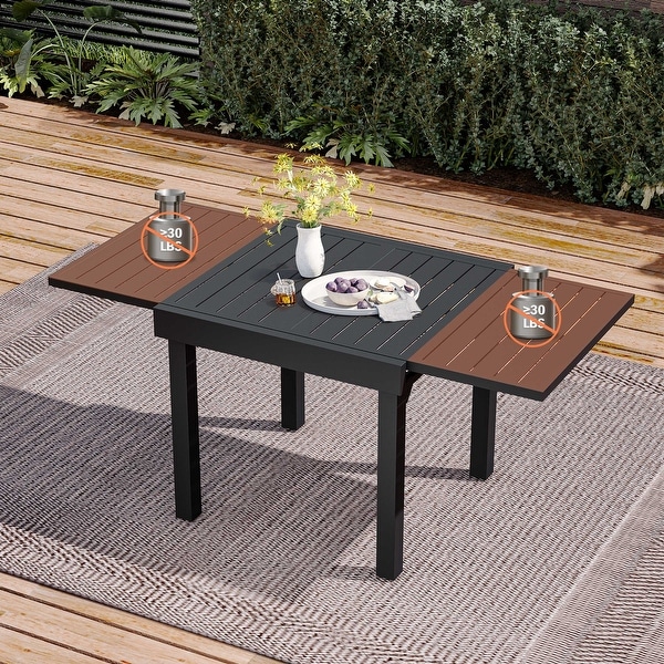 3/5/7 Pieces Patio Dining Set，Aluminum Expandable Table，Folding Padded Adjustable Chair