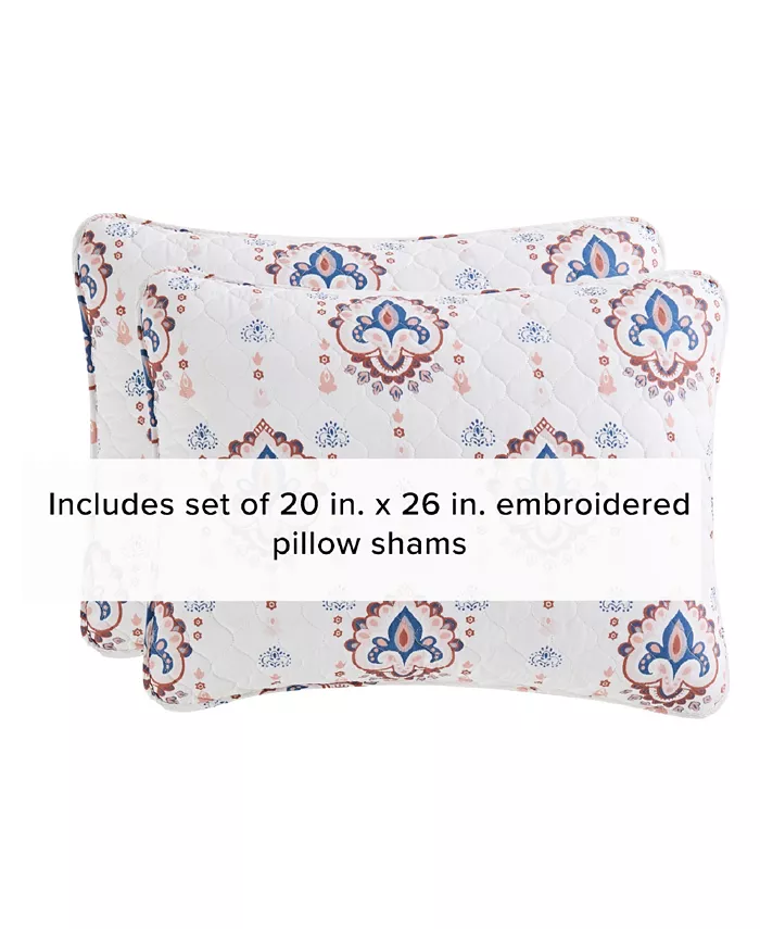 Lucky Brand Paisley Ikat 3 Piece Quilt Set， Queen