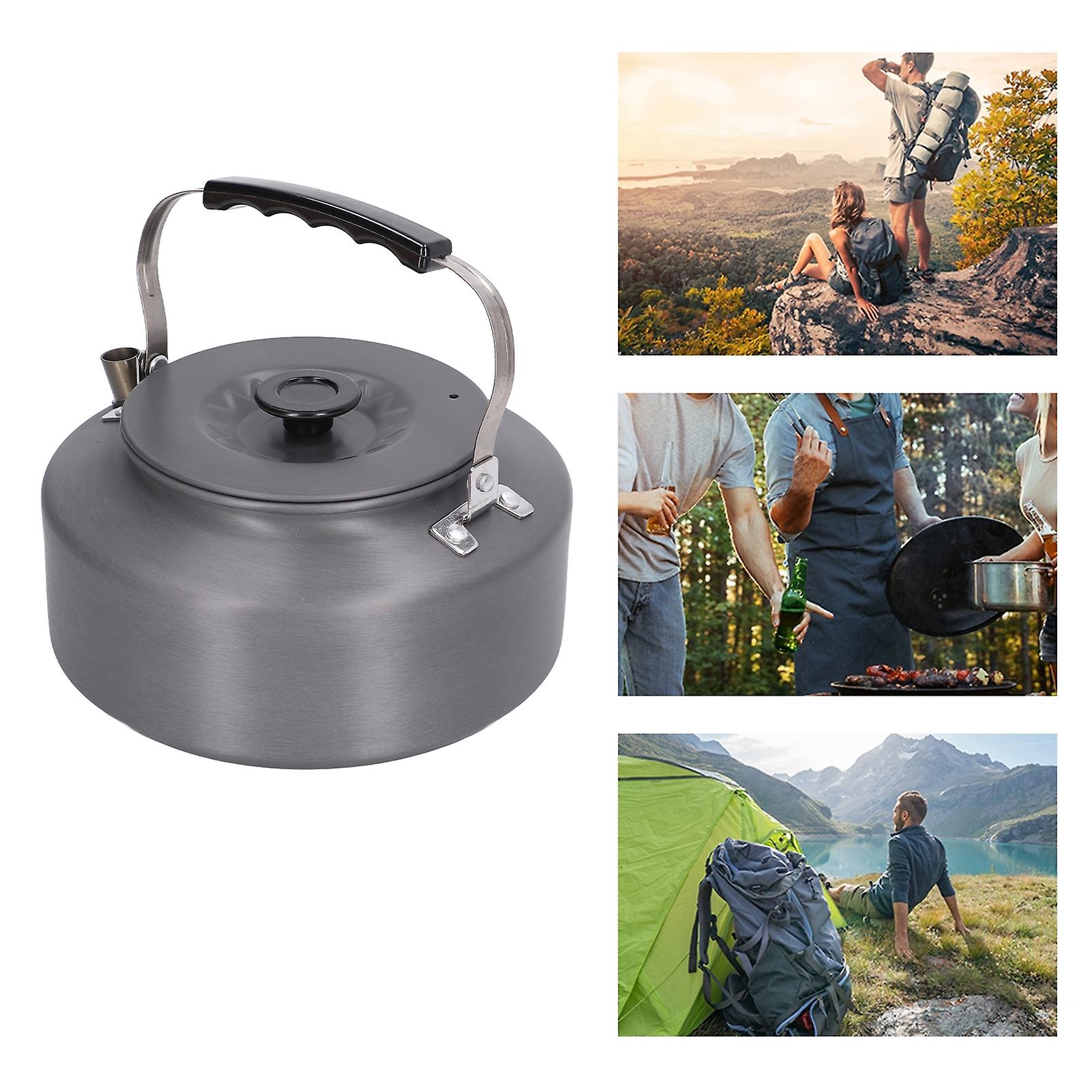 Camping Kettle， Aluminum Alloy Open Campfire Coffee Tea Pot Portable Fast Heating Outdoor Kettle With Detachable Handle For Hiking Picnic Travel 1.6l