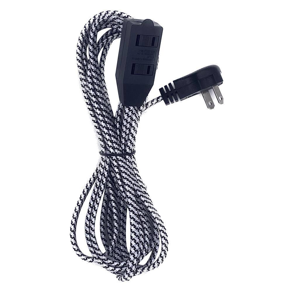 HDX 12 ft. 162 Light Duty Indoor Braided Tight Space Extension Cord BlackWhite FSEX30