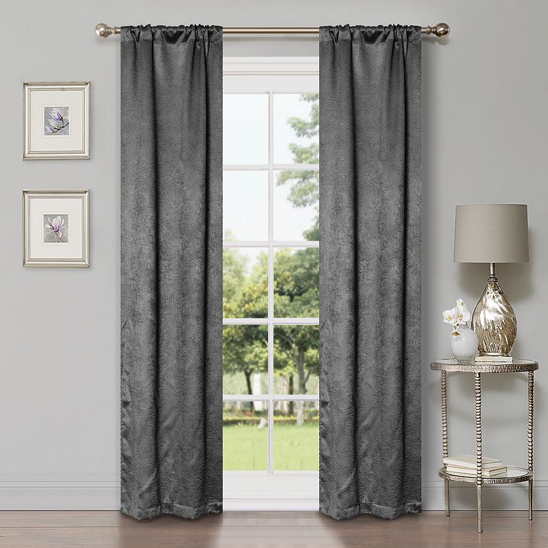 Superior Geometric Wave Insulated Thermal Blackout Rod Pocket Curtain Set