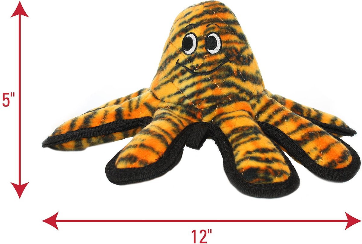 Tuffy's Mega Creature Tiger Print Octopus Squeaky Plush Dog Toy