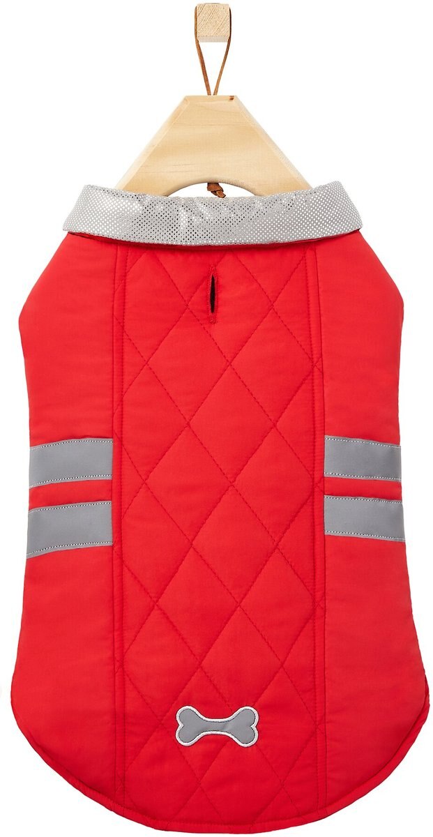 Frisco Mediumweight Reflective Insulated Dog and Cat Coat with Thermal Lining， Red